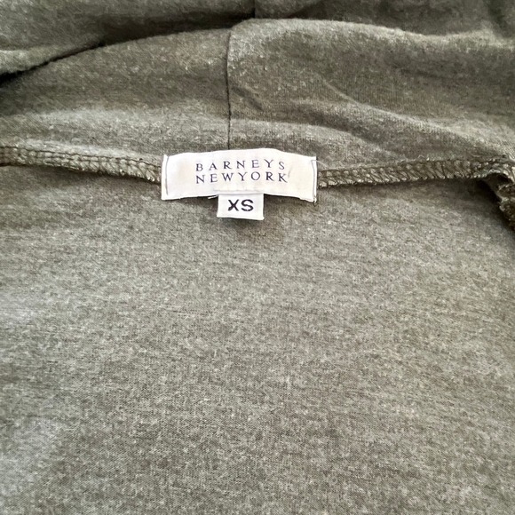 BARNEYS NEW YORK Draped Waterfall Cardigan Olive Green Ribbed Knit Size XS - Picture 4 of 8